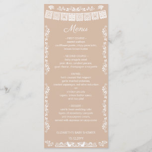 Cielito Lindo Beige Papel Picado Baby Shower Menu