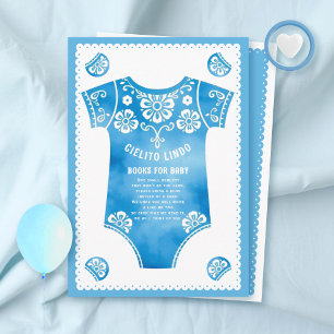Cielito Lindo blue baby shower Books for Baby Enclosure Card