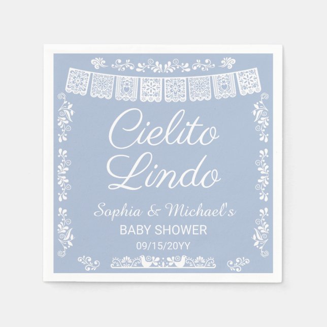 Cielito Lindo Blue Baby Shower Napkin (Front)