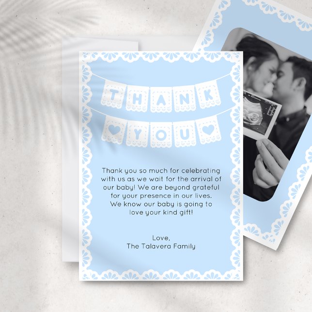 Cielito Lindo Blue Baby Shower Thank You Card (Creator Uploaded)