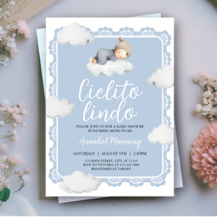 Cielito Lindo Blue Cloudy Sky Baby Boy Shower Invitation