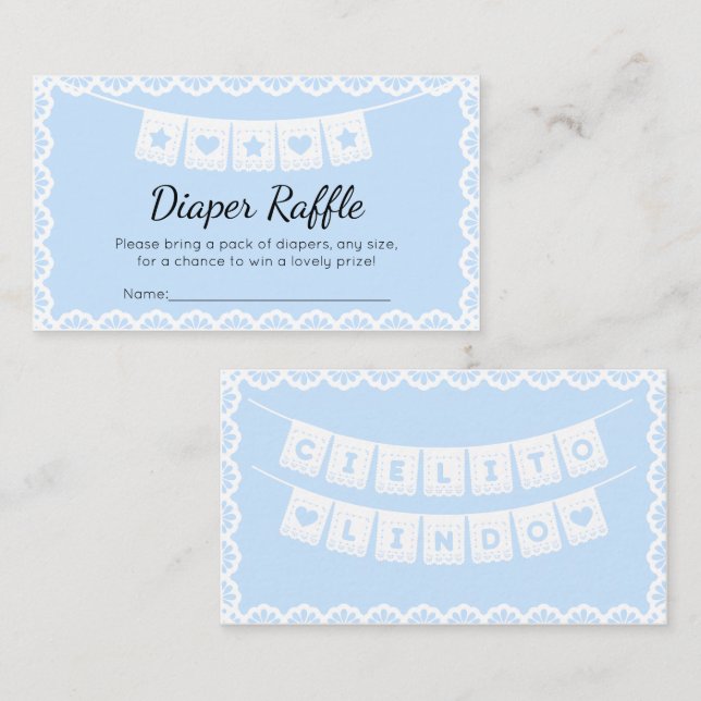 Cielito Lindo Blue Diaper Raffle Enclosure Card (Front/Back)