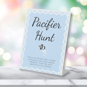 Cielito Lindo Blue Pacifier Hunt Baby Shower Pedestal Sign