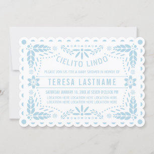 Cielito Lindo blue papel picado baby boy shower Invitation