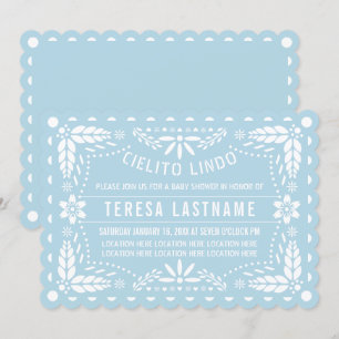 Cielito lindo blue papel picado baby boy shower invitation