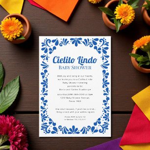 Cielito Lindo blue white all in one Invitation