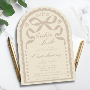 Cielito Lindo Cream Tan Papel Picado Baby Shower Invitation