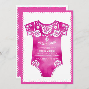 Cielito Lindo cute pink bodysuit girl baby shower Invitation