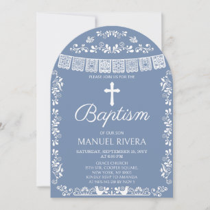 Cielito Lindo Dusty Blue Baptism Arch Invitation