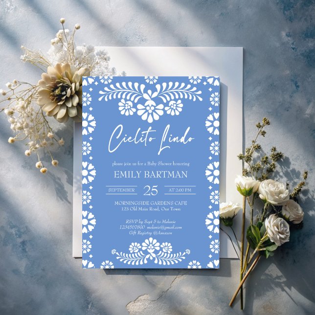 Cielito lindo dusty blue Mexican baby shower Invitation (Cielito lindo dusty blue Mexican baby shower Invitation)