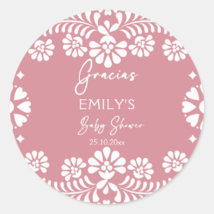 Cielito lindo dusty pink Mexican baby shower Classic Round Sticker