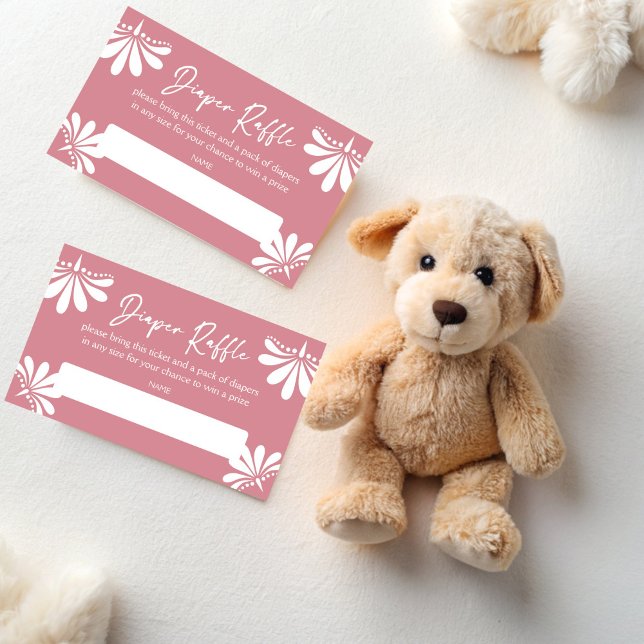 Cielito lindo dusty pink Mexican diaper raffle Enclosure Card (Cielito lindo dusty pink Mexican fiesta papel picado baby shower diaper raffle Enclosure Card )