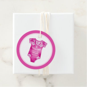 Cielito Lindo hot pink girl Thank You baby shower Favour Tags