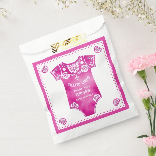 Cielito Lindo hot pink Thank You baby girl shower Favour Bags (Sealed)
