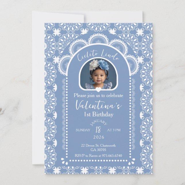 Cielito Lindo Invitation 1st Birthday with Photo (Front)