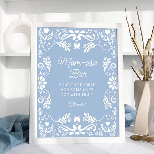 Cielito Lindo Mexican Blue Baby Shower Mum-osa Bar Poster (Creator Uploaded)