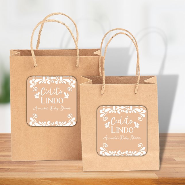 Cielito Lindo Mexican Fiesta Neutral Baby Shower Square Sticker (Creator Uploaded)