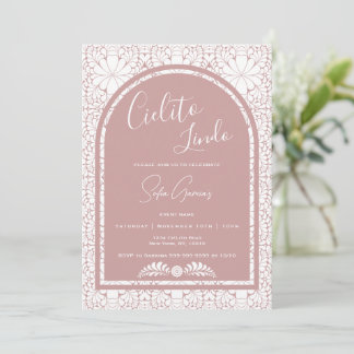 Cielito Lindo Mexican Folk Art Pink Invitation