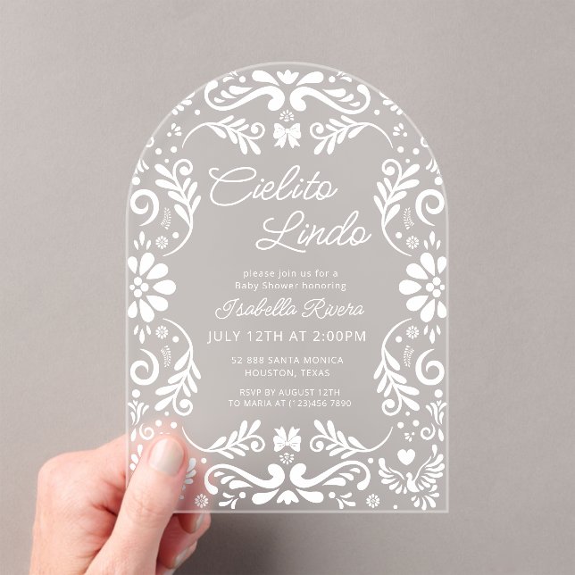 Cielito Lindo Mexican Gender Neutral Baby Shower Acrylic Invitations (Insitu (Handheld))