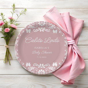 Cielito Lindo Mexican Girl Baby Shower Paper Plate