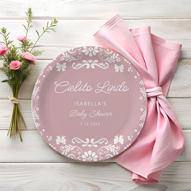 Cielito Lindo Mexican Girl Baby Shower Paper Plate (Creator Uploaded)