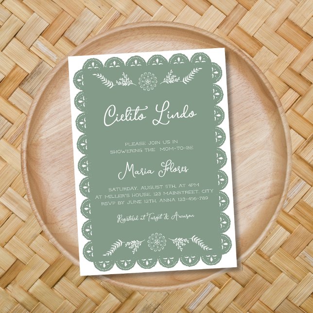 Cielito Lindo Mexican Papel Picado Boy Baby Shower Invitation (Cielito Lindo Mexican Papel Picado Boy Baby Shower Invitation)