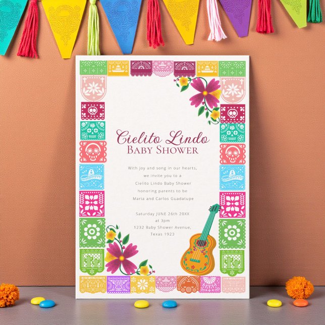 Cielito Lindo Mexican Papel Picado Folk Art Fiesta Invitation (Creator Uploaded)