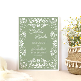Cielito Lindo Mexican Sage Baby Shower Welcome Poster
