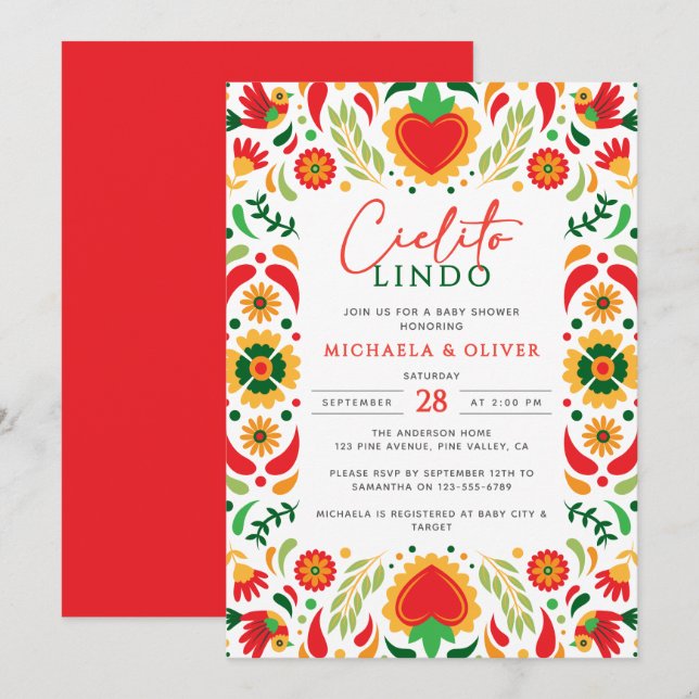 Cielito Lindo Mexican Talavera Tile Baby Shower In Invitation (Front/Back)
