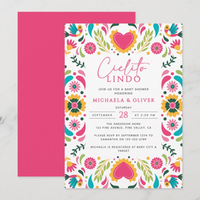 Cielito Lindo Mexican Talavera Tile Baby Shower Invitation (Front/Back)