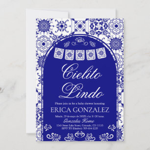Cielito Lindo Papel Picado Boy Baby Shower Navy Invitation