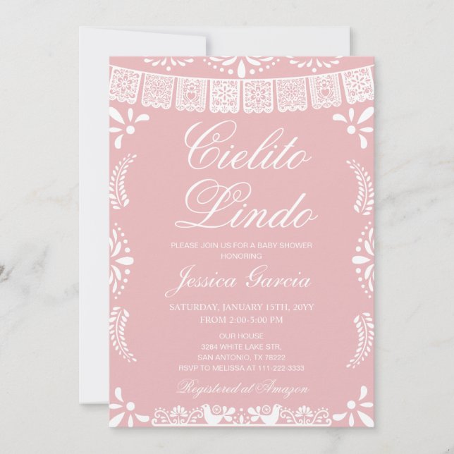 Cielito Lindo Papel Picado Girl Baby Shower Invitation (Front)
