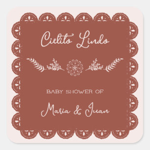 Cielito Lindo Papel Picado Mexican Baby Shower Square Sticker