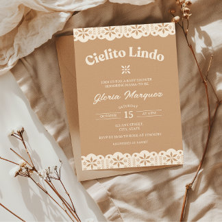 Cielito Lindo Papel Picado Neutral Baby Shower Invitation