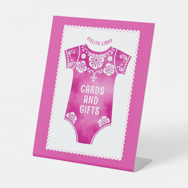 Cielito Lindo pink baby shower Cards and gifts Pedestal Sign (Front)
