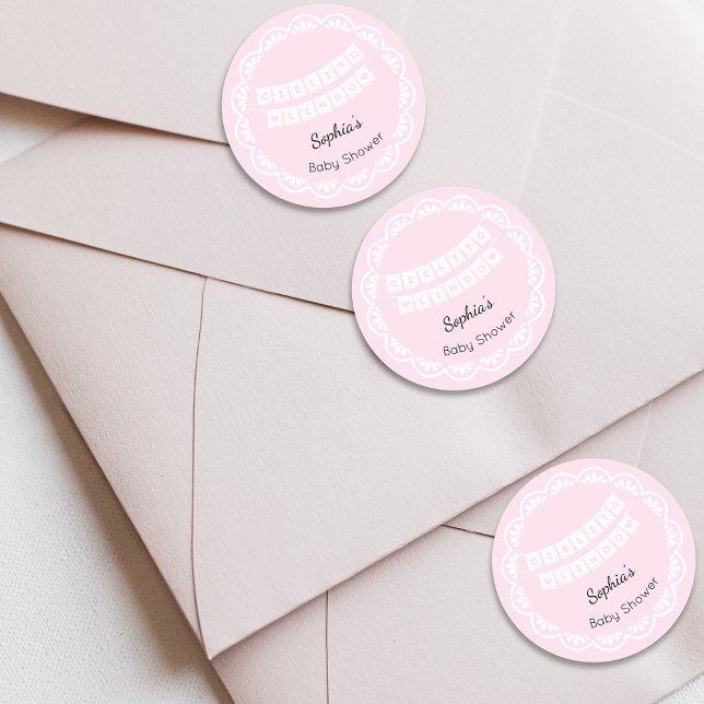 Cielito Lindo Pink Baby Shower Classic Round Sticker (Creator Uploaded)