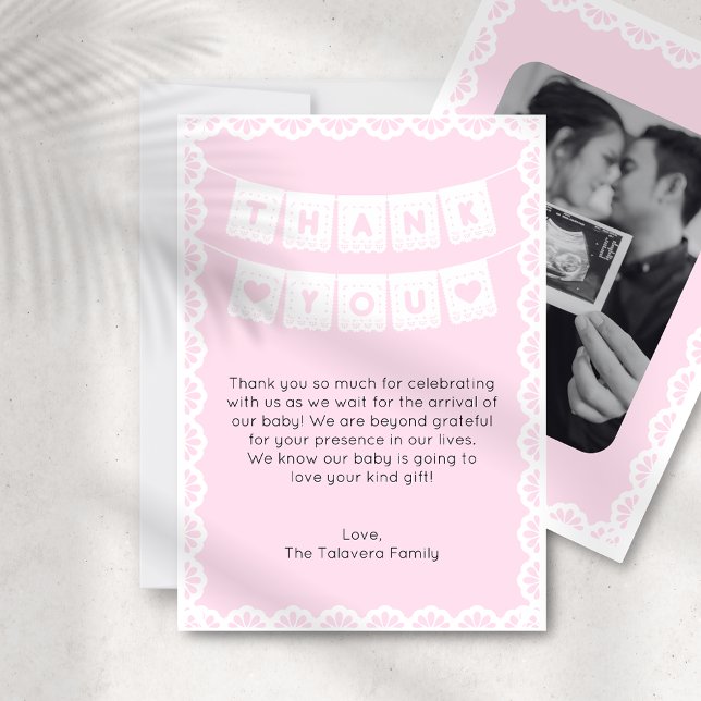 Cielito Lindo Pink Baby Shower Thank You Card (Creator Uploaded)