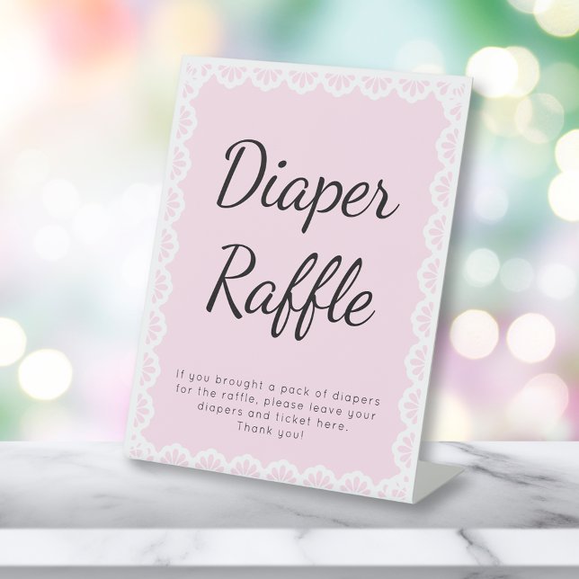 Cielito Lindo Pink Diaper Raffle Baby Shower Pedestal Sign (Creator Uploaded)