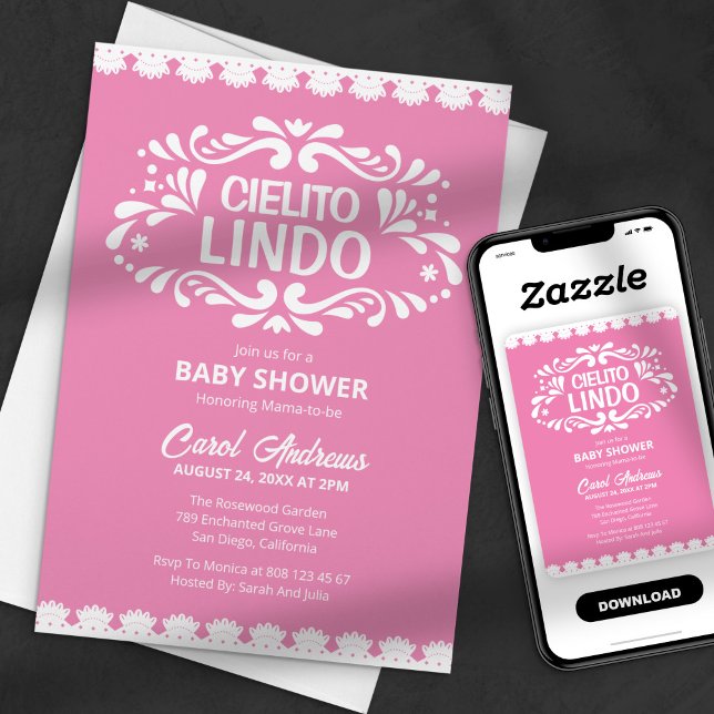Cielito Lindo Pink Lace Mexican Girl Baby Shower Invitation (Creator Uploaded)