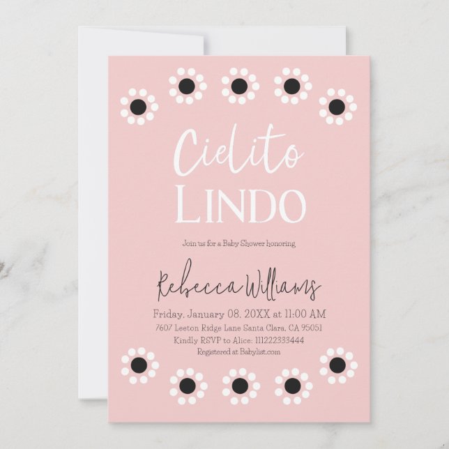 Cielito Lindo Pink Mexican Girl Baby Shower Party Invitation (Front)
