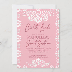 Cielito lindo pink Mexican sweet 16 birthday party Invitation