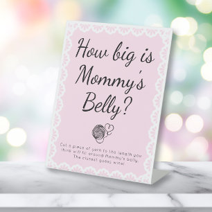 Cielito Lindo Pink Mommy's Belly Baby Shower Pedestal Sign