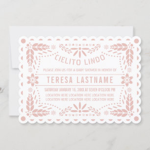 Cielito Lindo pink papel picado baby girl shower Invitation