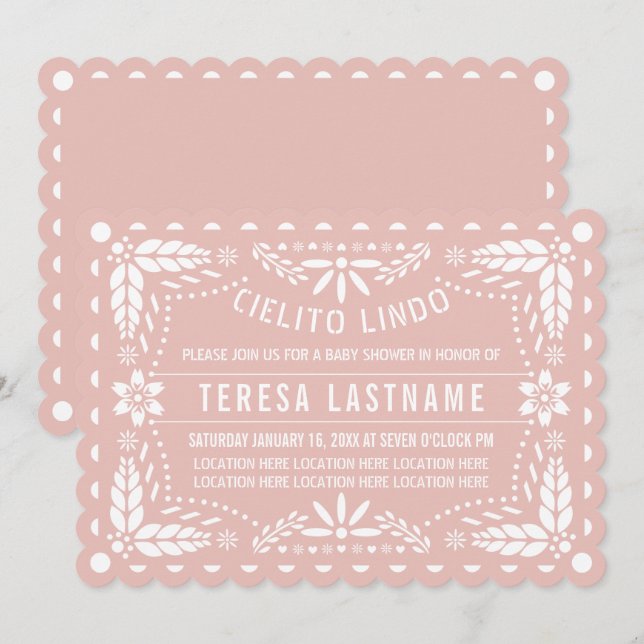 Cielito Lindo rose gold papel picado baby shower Invitation (Front/Back)