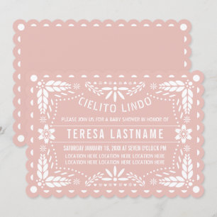 Cielito Lindo rose gold papel picado baby shower Invitation