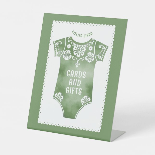 Cielito Lindo sage baby shower Cards and gifts Pedestal Sign (Front)