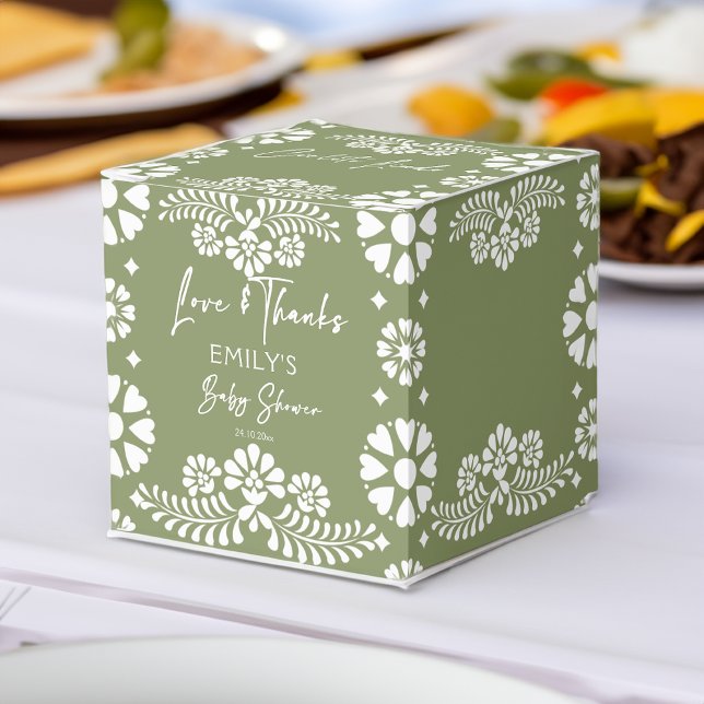 Cielito lindo sage green baby shower favours favour box (Cielito lindo sage green Mexican Fiesta baby shower favors personalized favor boxes)