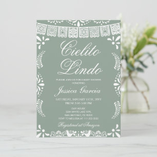 Cielito Lindo Sage green Baby Shower Invitation