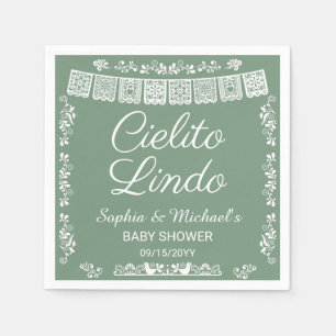 Cielito Lindo Sage Green Baby Shower Napkin