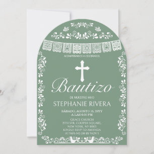 Cielito Lindo Sage Green Bautizo Arch Invitation